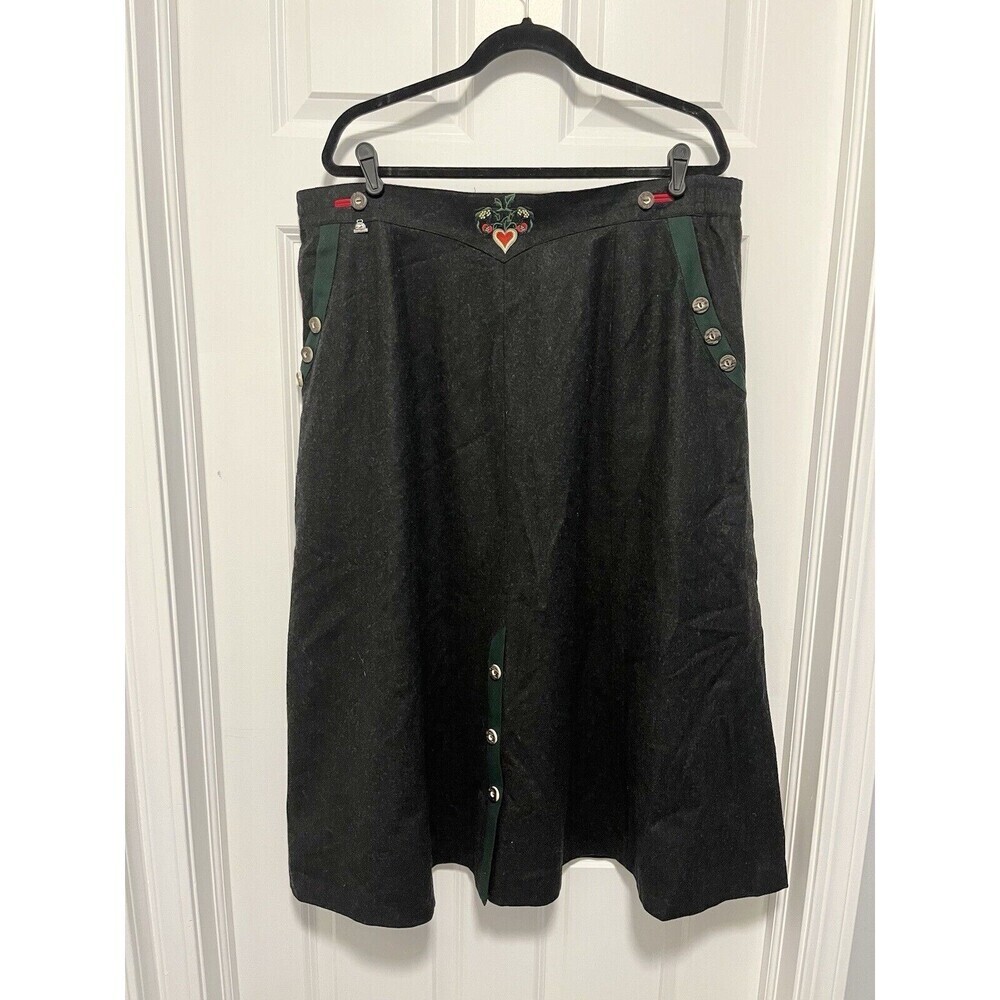 Vintage Julius Lang Skirt Black Midi Long Wool Blend